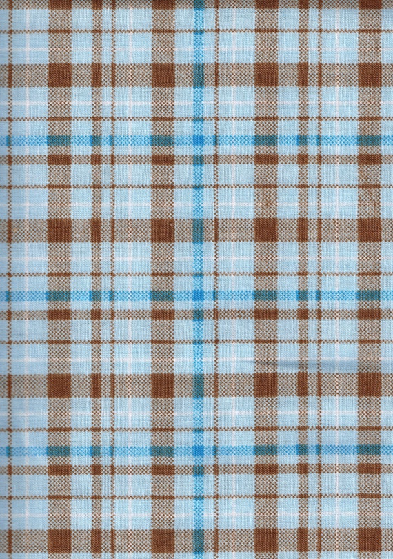 Quilt Quilting Fabric Blue and Brown Plaid Top by QuiltingQuestArt
