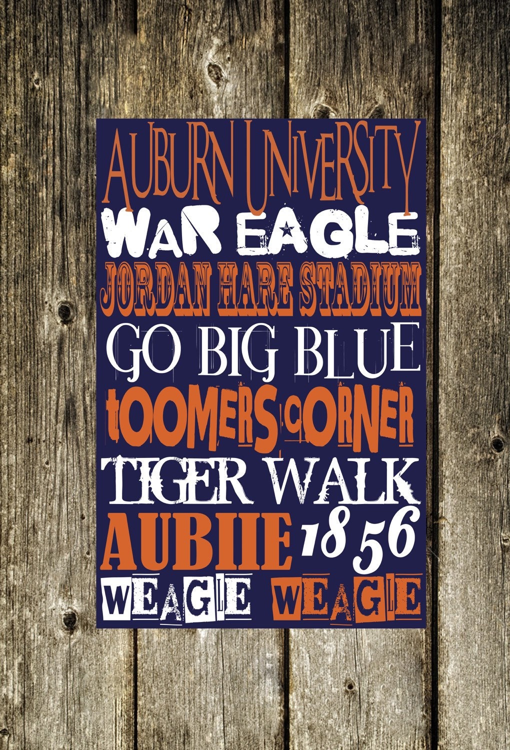 Auburn typography Wooden Sign 10x16 by Perfectlypicky on Etsy