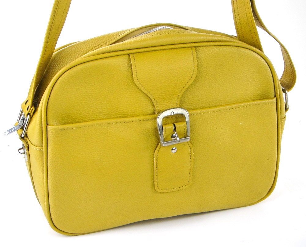 Vintage Samsonite Saturn 2 II Yellow Vinyl Travel Bag / Carry