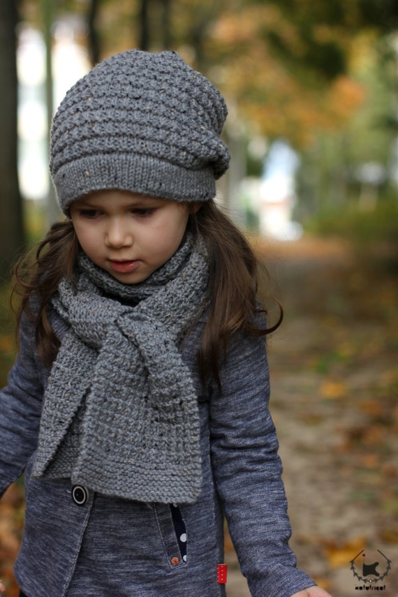 Slouchy Hat and Scarf HIVER Knitting Pattern (Toddler, Child, Adult sizes) - ...