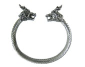 Silver-tone Alloy Metal Dragon Bracelet Vintage Cuff Bracelets Bangle   2.5"