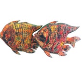 Antique Looking  Hanging Fish Decorative Handemade Iron Colorful Wall Hanging Fish- single or pair