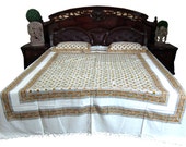 Handloom Cotton Bed Cover 3pc set Coverlet India Bedsroom Decor