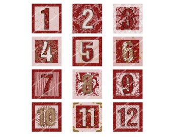 Printable DECEMBER DAILY NUMBERS 1 1.5 2 &amp; 3 inch squares