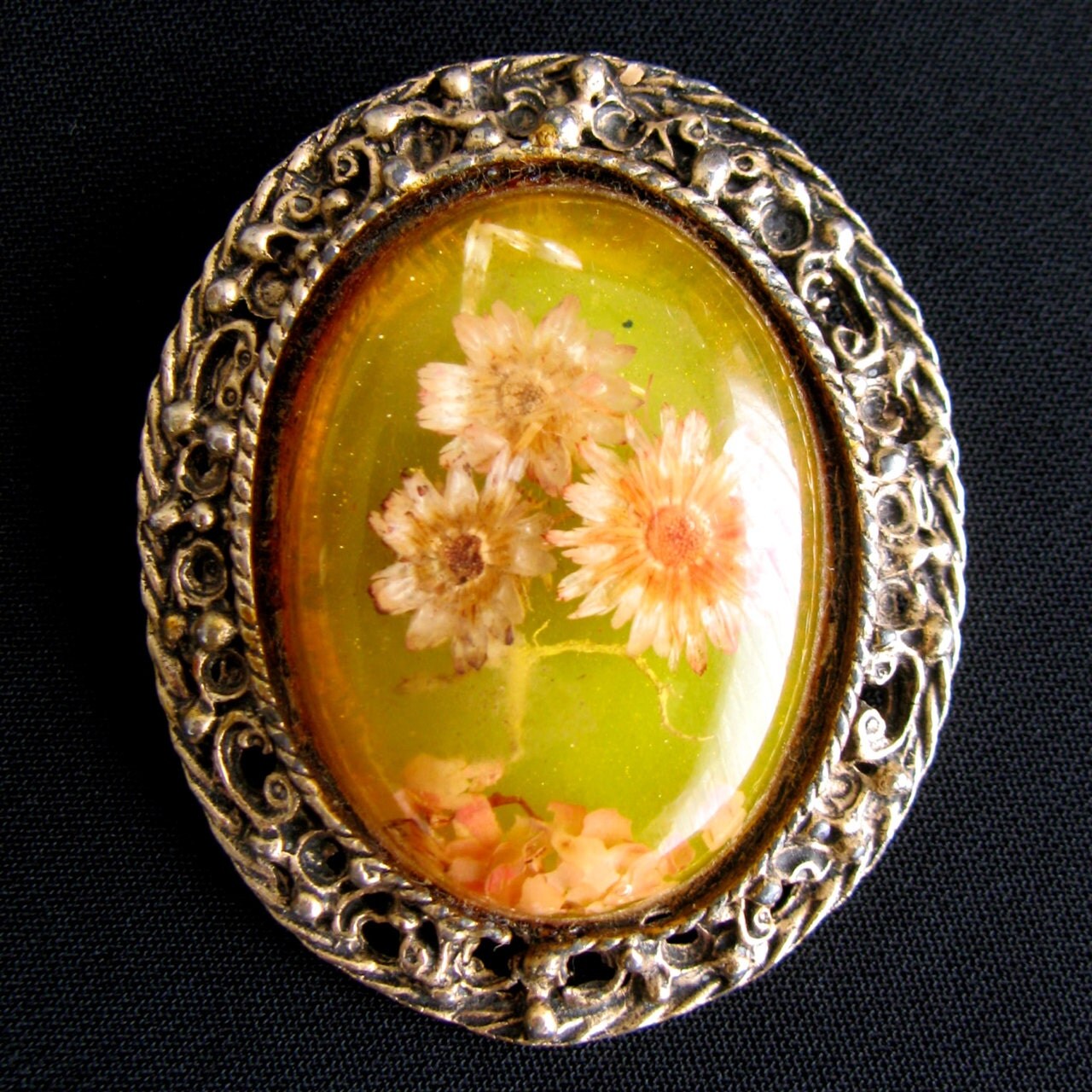 Vintage Dried Flowers Brooch Resin Jewelry Dried Flowers