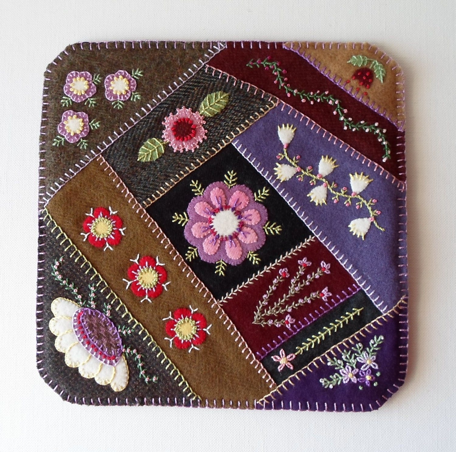 Purple Paradise Felted Wool Candle Mat