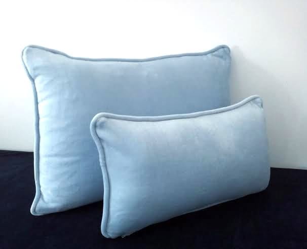 Velvet Baby Blue Throw Pillow 18 by 10 Small by CushionsandMore