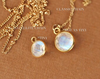 Moonstone necklace - gold moonstone - june birthstone - tiny moonstone - a 22k gold bezel set faceted moonstone on a 14k gold vermeil chain
