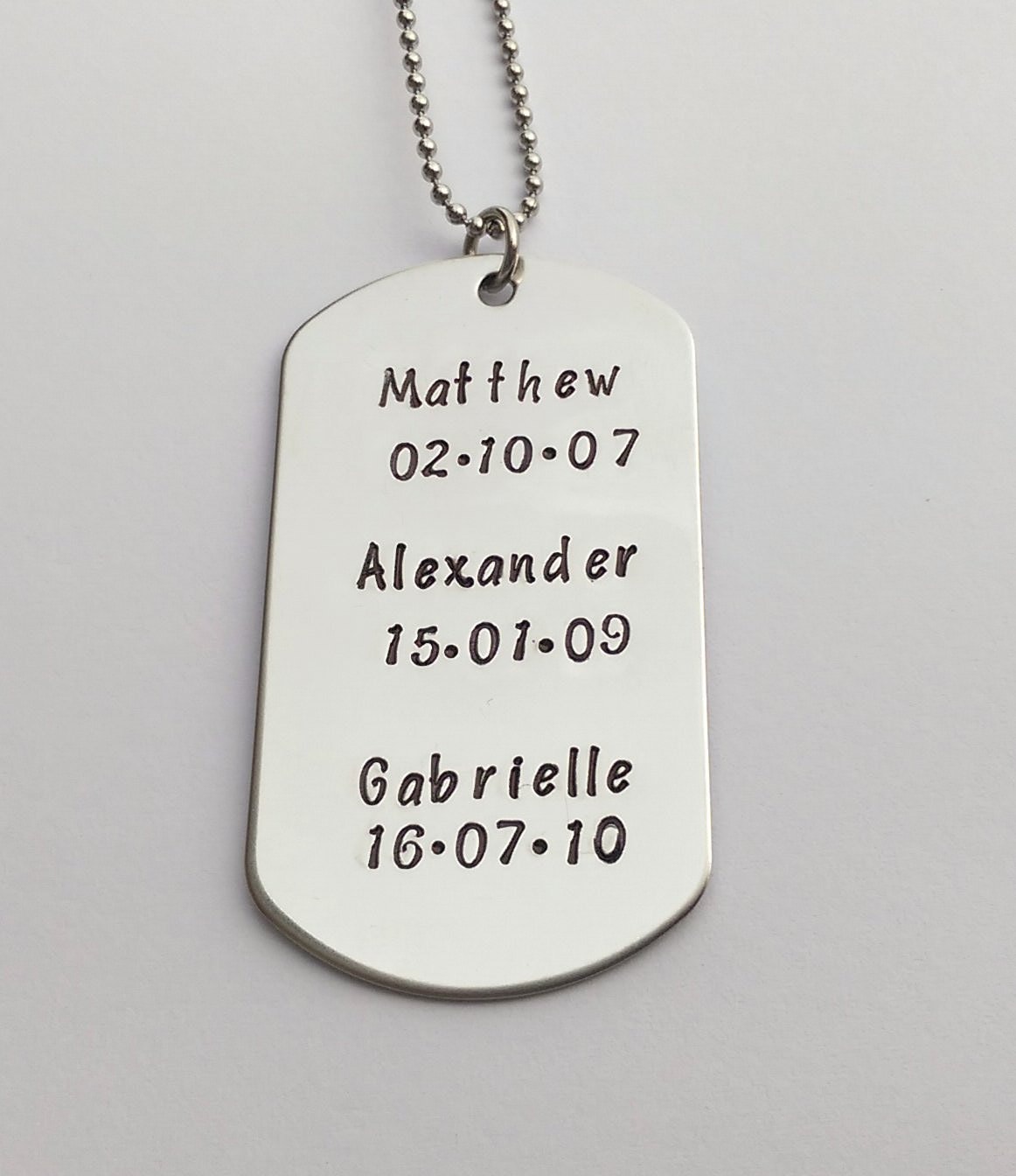 Personalised mens necklace - personalised mens dogtag - personalised dad present, childrens names birthdates, new daddy gift, mens jewellery