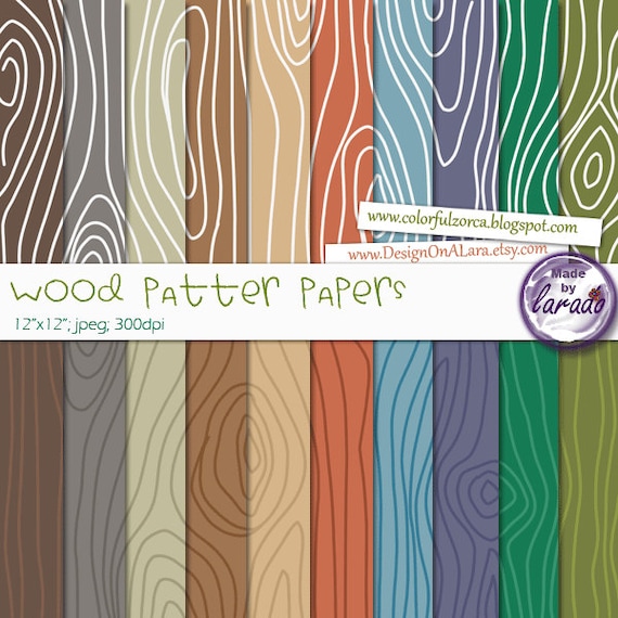 Wood Pattern Digital Papers Wood grain digital paper 12x12