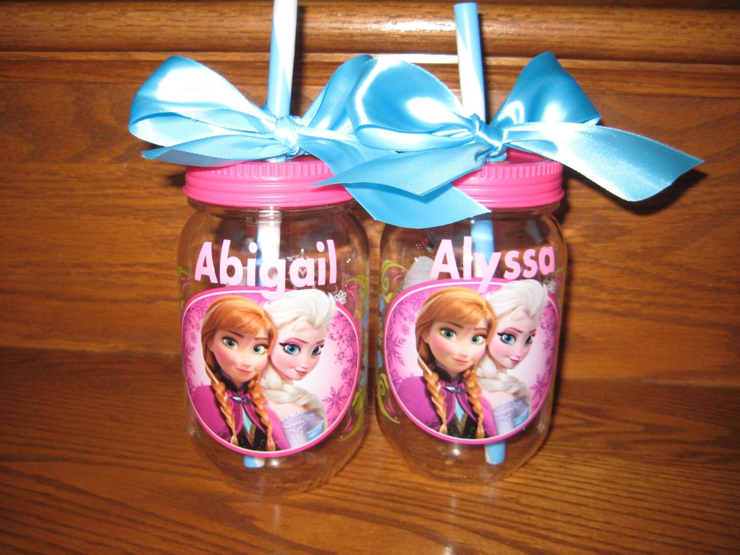 Frozen Mason Jar Elsa Anna Olaf. 19 oz Personalized FREE