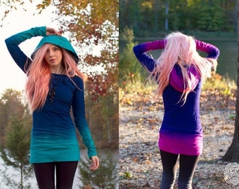 Colorful Hand Dyed Hoodie Dress CUSTOM COLORS Created by You