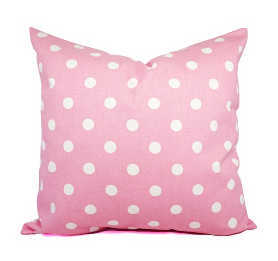 Two Pink Pillow Covers Pale Pink and White Polka Dot Throw