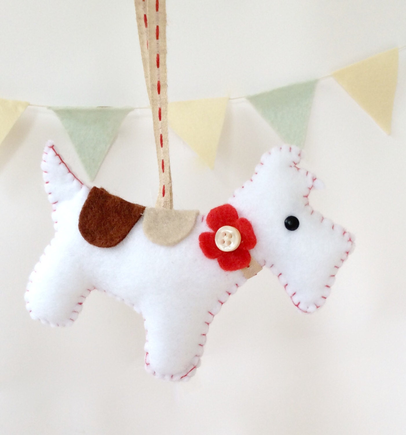 Terrier dog ornament - felt christmas ornament - tree decoartion - handmade ornament - Christmas decoration - pick a dog - custom made