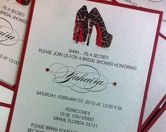Shoe Invitation Leopard Shoe Invitation Birthday Invitation Sweet 16 Invitation Shoe Invitation Bridal Shower Invitation Louboutin Shoe