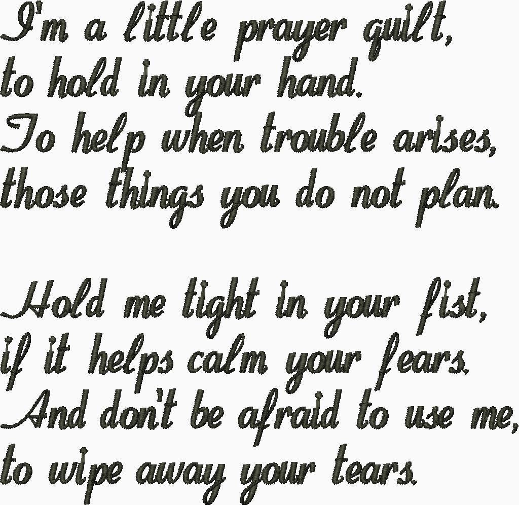 Quilt Label I m A Little Prayer Quilt To Hold In Your Hand