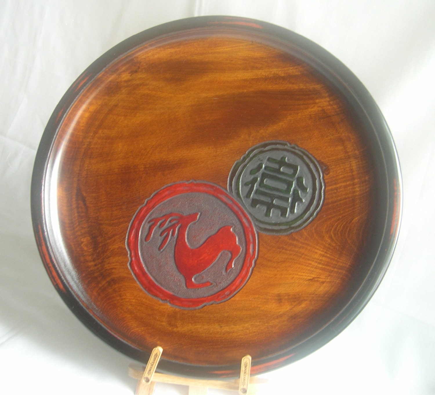 Ujyobori 14 Japanese Serving Tray Lacquered Wood Large