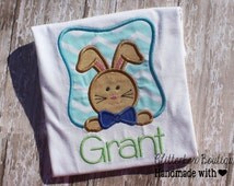 Easter shirtboy bunny embroidery shirt easter applique shirt Easter shirtboy bunny embroidery shirt easter applique shirt