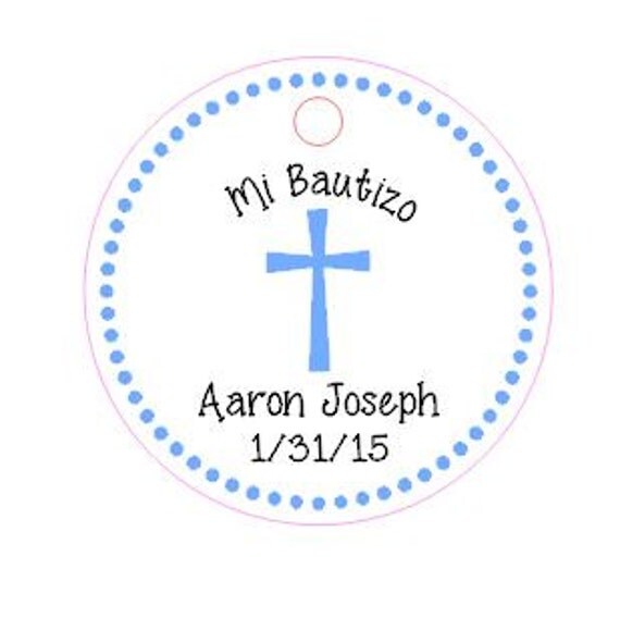 Items similar to Boys Mi Bautizo Baptism Party Supplies Gift Tags on Etsy