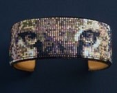 Native American Beaded Florida Panther Copper Cuff Bracelet Made With Soft buckskin Leather The Wildlife Series by LJ Greywolf