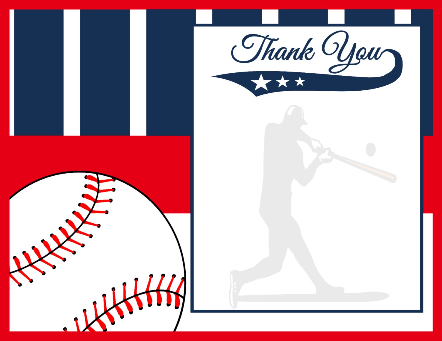 Baseball Thank You Card Sports Thank You Note Instant