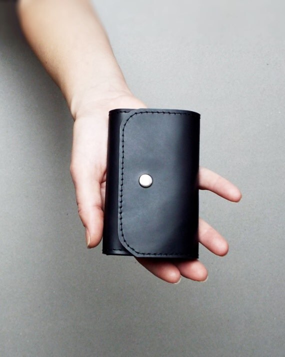 Leather key case. Black leather key holder. by 5plus on Etsy