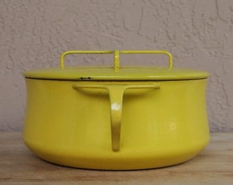 Medium Vintage Dansk Kobenstyle French Oven in Yellow Enamel