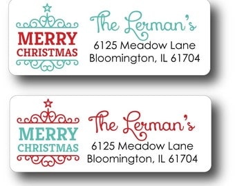 30 Christmas Return Address Label Stickers
