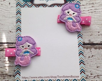 Mermaid Hair clip. Mermaid felt hair clippie