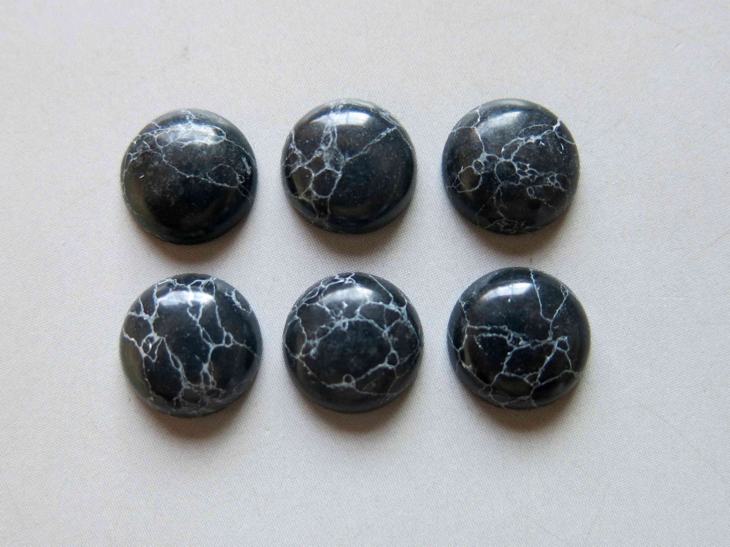 2pcs Black Turquoise Round cabochon Flat Back Stones by StoneAge2