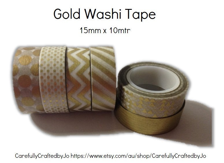 Washi Tape Gold Designs 15mm x 10 metres each High