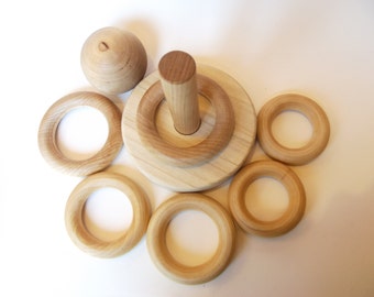 wooden stacking rings toy baby teething toddler gift toddlers