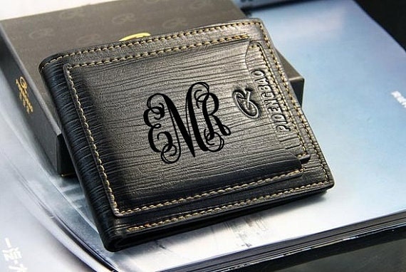 Mens Wallet, Personalized Wallet, Engraved Mens Wallet, Leather Wallet, Genuine Leather ...