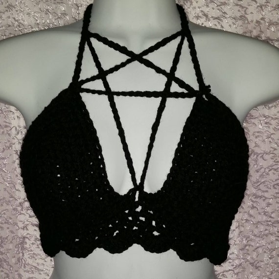 Crochet Gothic inspired pentagram crop top by Acreativewonderland