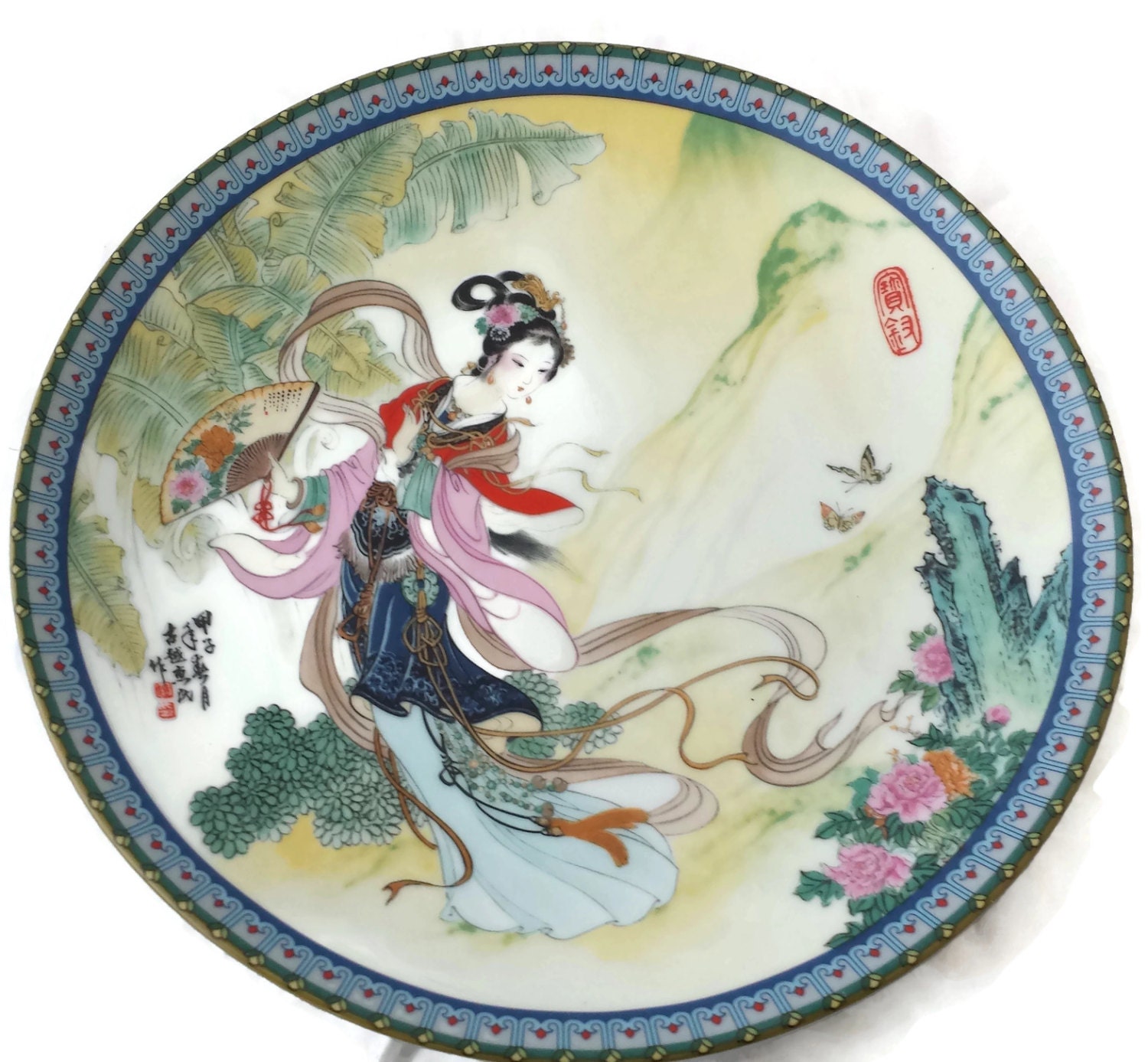 Imperial Jingdezhen Porcelain Plate Hand Painted Oriental.
