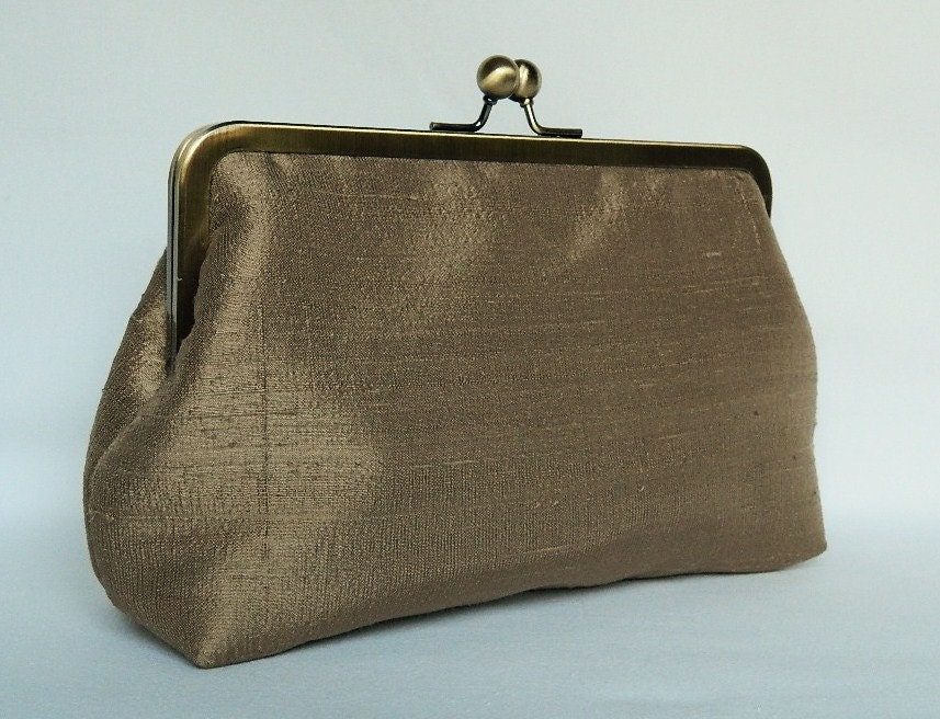 Bridal clutch purse Bronze Silk Clutch Wedding Clutch Purse