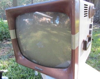 Vintage Television Set, Silvertone Metropolitan, TV Set, Black and White, Photo Prop, Portable tv set
