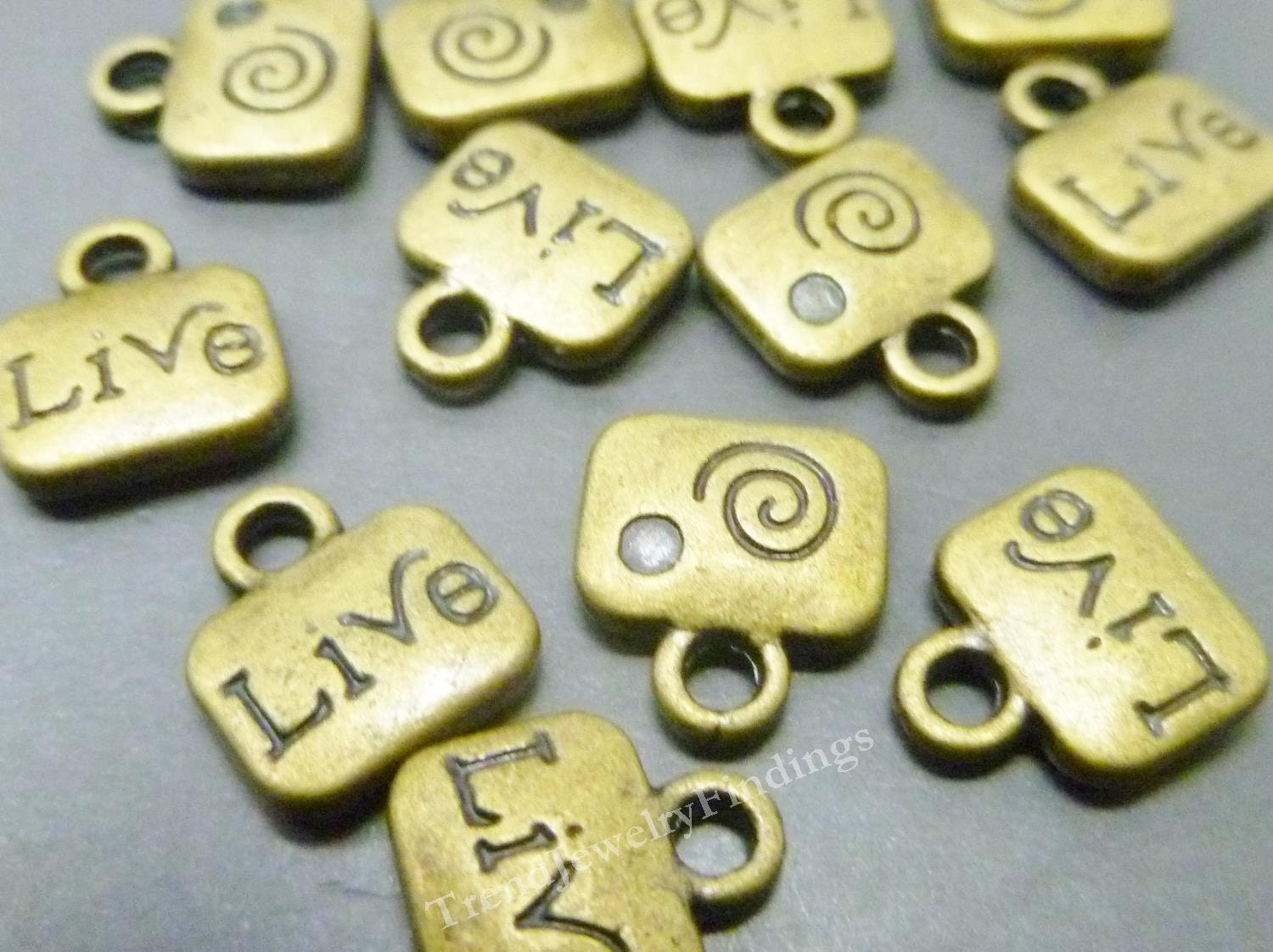 25 Message Charms in Bronze Live Charms Inspirational