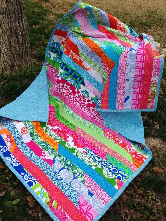 Pink quilt green quilt blue quilt modern quilt bright