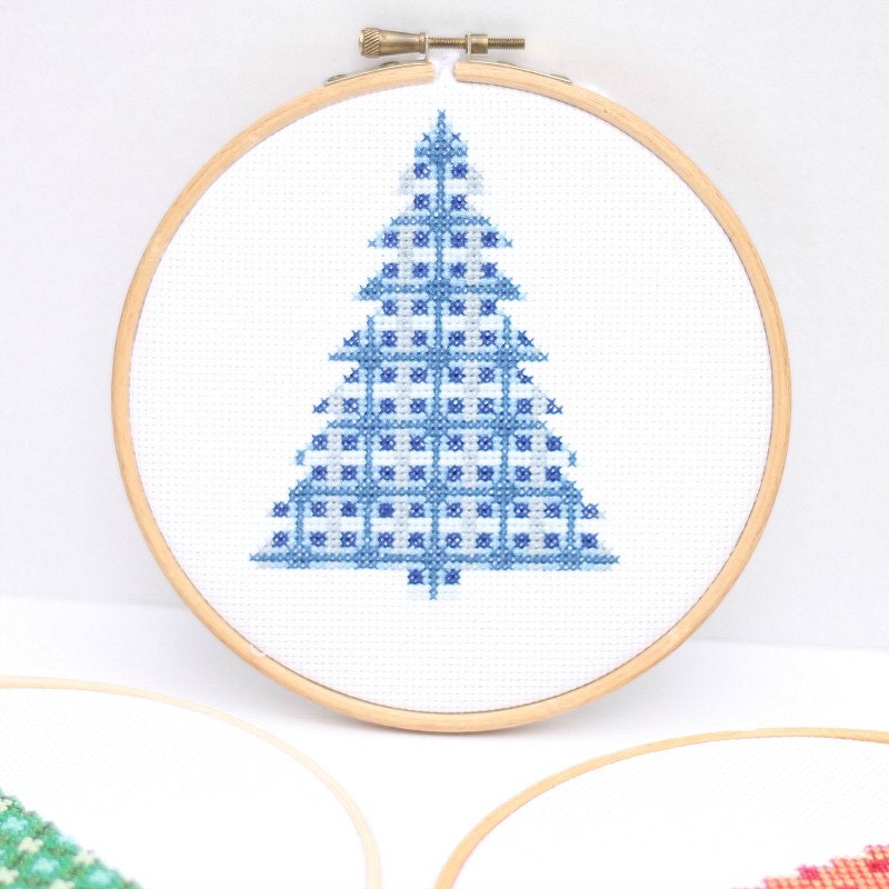 Modern Christmas Tree Cross Stitch Pattern Trio3 Counted