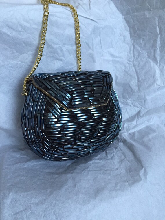 Vintage Navy Blue Beaded Evening Purse by StanzaCoDesigns on Etsy
