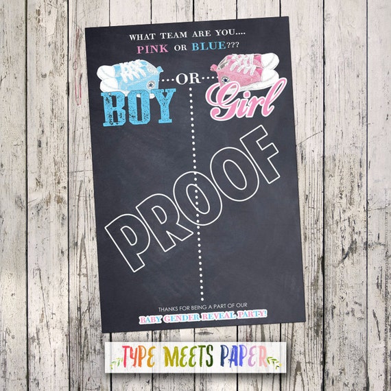 Gender Reveal Chalkboard Poster