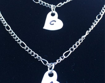 2 Initial Heart Necklaces - Personalization Optional