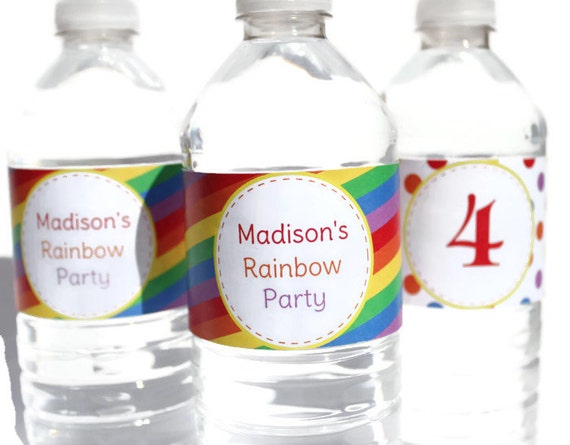 rainbow water bottle labels with editable text printable
