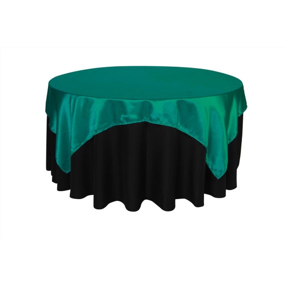 72 inch Square Satin Table Overlay Teal Wedding Table