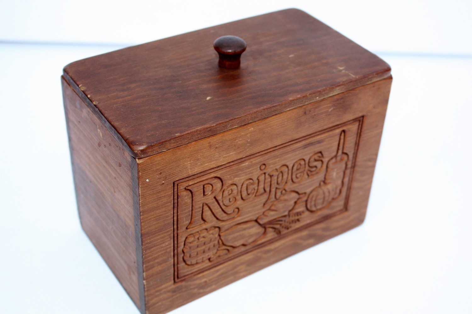 Vintage Wood Recipe BoxRecipe Card StorageRecipe