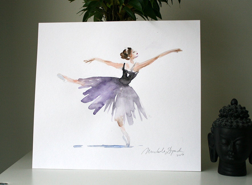 Original Ballet dancer Watercolor Painting Ballerina
