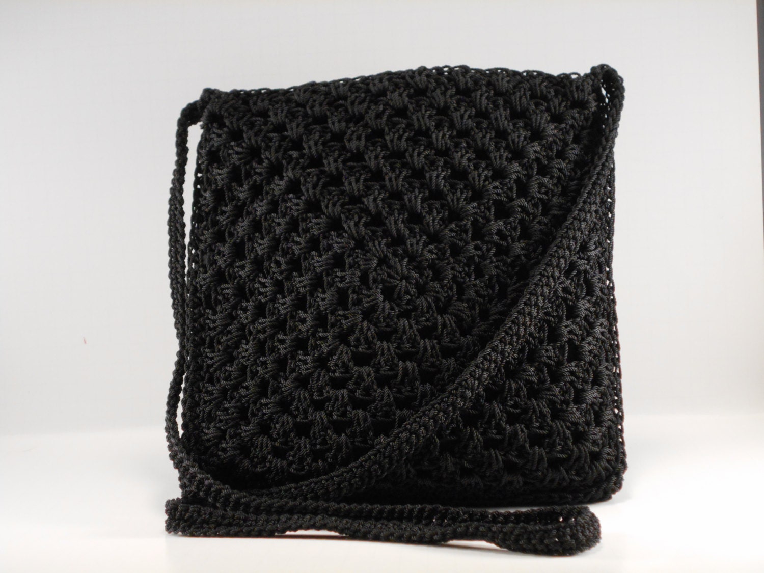 Black Crossbody Bag Crossbody Purse Crochet Purse Black