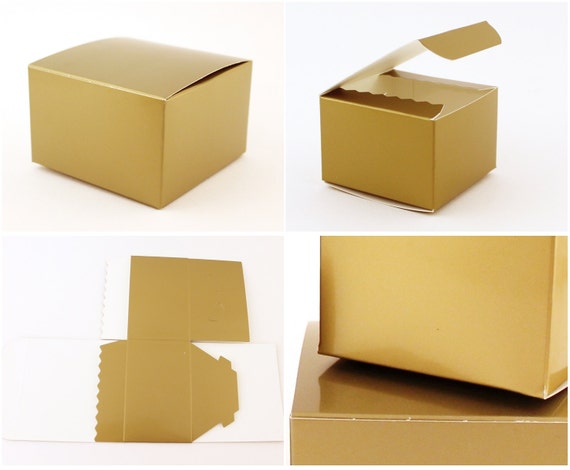 Gold Favor box Small favor boxes 4x4x2.5 gold wedding favor