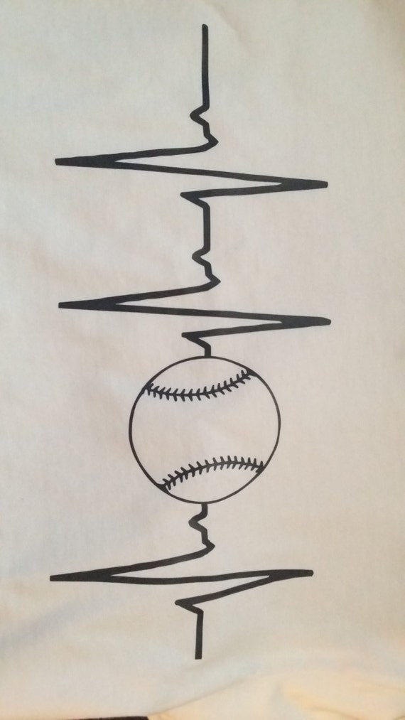 Heartbeat Baseball Softball TShirt Vinyl Design Pulse Life